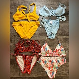 🌙 Lot of 4 women’s small two piece bathing suits bikini teenager teens